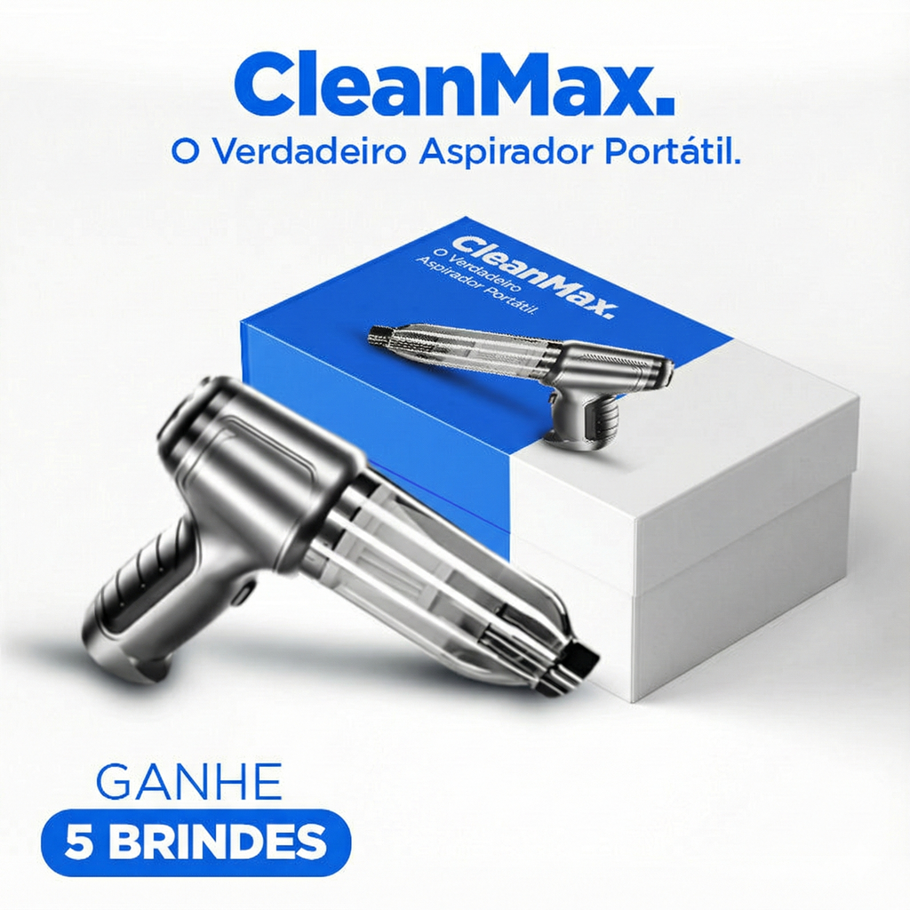 Aspirador de Pó Portátil CleanMax + 4 BRINDES EXCLUSIVOS + FRETE GRÁTIS