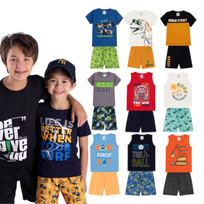 Kit 10 peças de Roupa Conjunto Infantil e Juvenil Menino Tamanho 01 ao 16