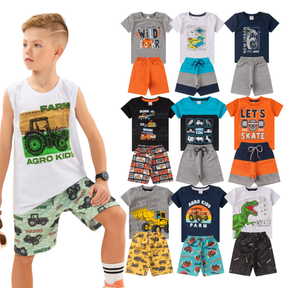 Kit 10 peças de Roupa Conjunto Infantil e Juvenil Menino Tamanho 01 ao 16