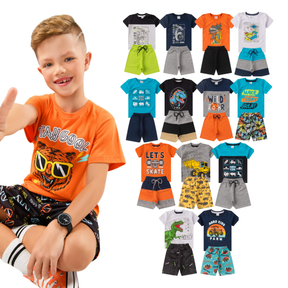 Kit 10 peças de Roupa Conjunto Infantil e Juvenil Menino Tamanho 01 ao 16
