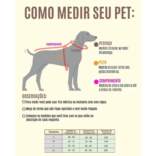 Coleira Peitoral para cachorro pequenos e médios com guia para pet colete confortável
