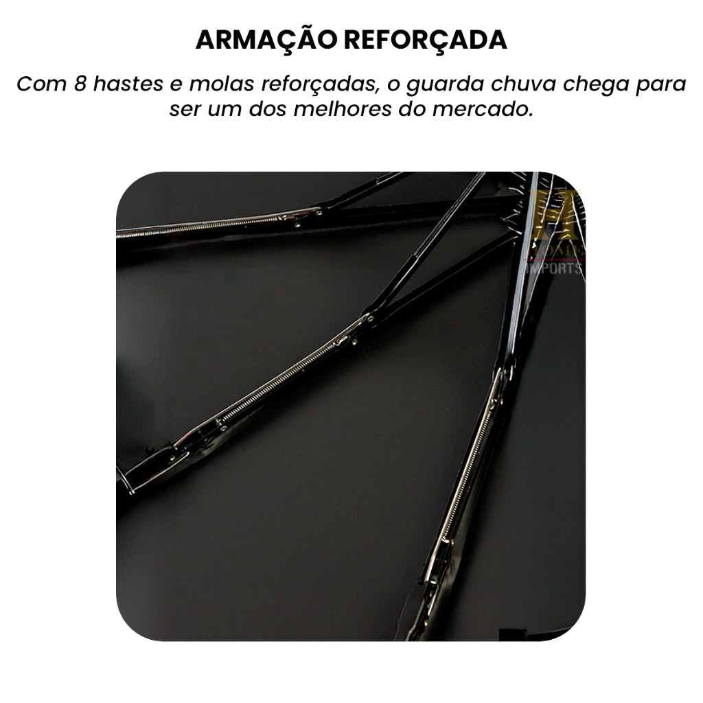 Guarda Chuva Automático Grande Reforçado Contra Vento Impermeável 102 cm De Diâmetro Linha Premium