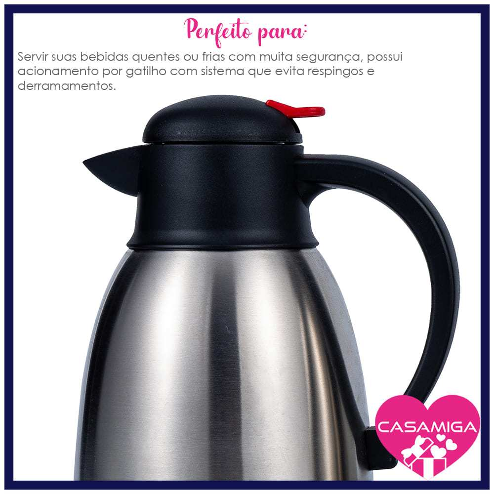 Garrafa Bule Parede Dupla Inox 1l Class Home