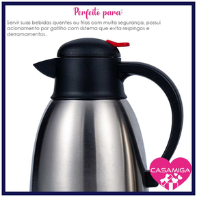 Garrafa Bule Parede Dupla Inox 1l Class Home