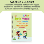 Caderno Livro Coleção Escreva e Apague + Caneta Caligrafia Mágica Reutilizavel Sank Magic