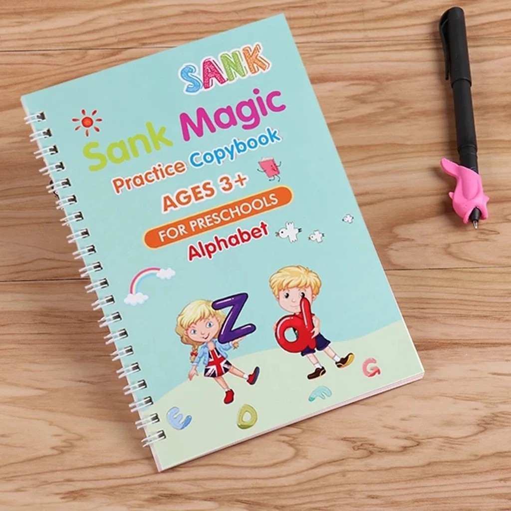 Caderno Livro Coleção Escreva e Apague + Caneta Caligrafia Mágica Reutilizavel Sank Magic