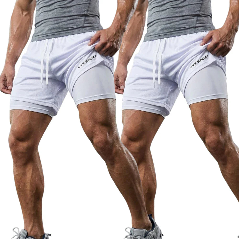 KIT 4 ou 2 Bermudas 2 em 1 Masculina SPORT de Compressão para Treino Dry Fit 3 bolsos