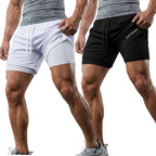 KIT 4 ou 2 Bermudas 2 em 1 Masculina SPORT de Compressão para Treino Dry Fit 3 bolsos