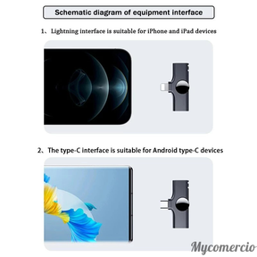 Microfone de Lapela Sem Fio Vlog Compatível Tipo C e iPhone