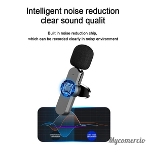 Microfone de Lapela Sem Fio Vlog Compatível Tipo C e iPhone
