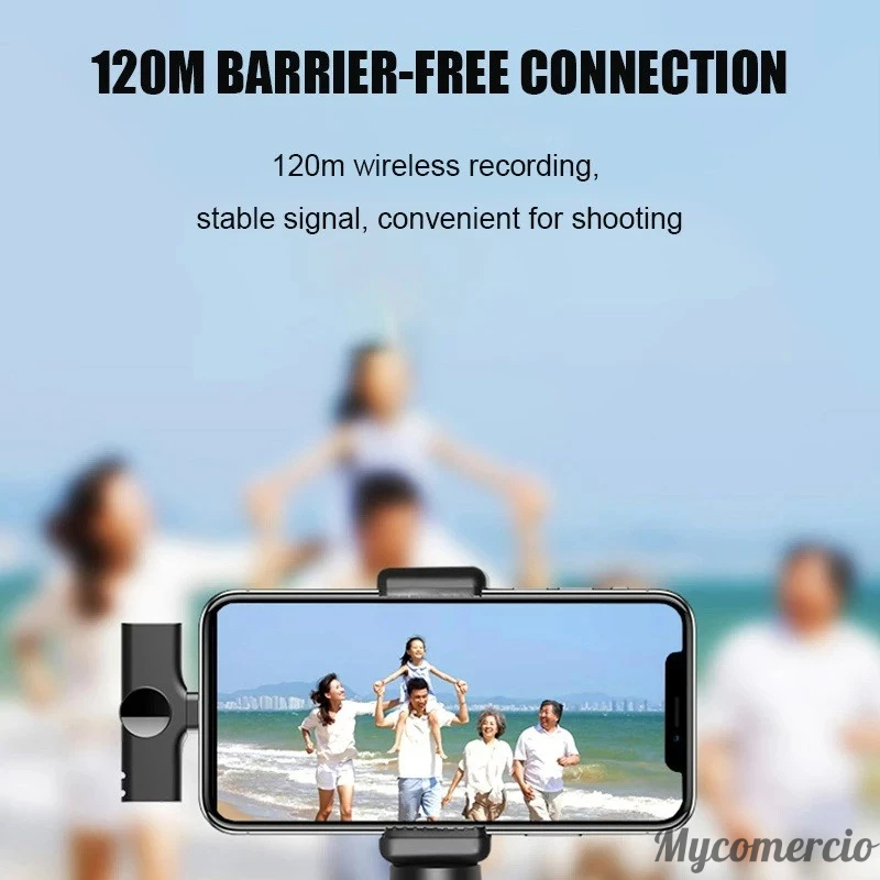 Microfone de Lapela Sem Fio Vlog Compatível Tipo C e iPhone