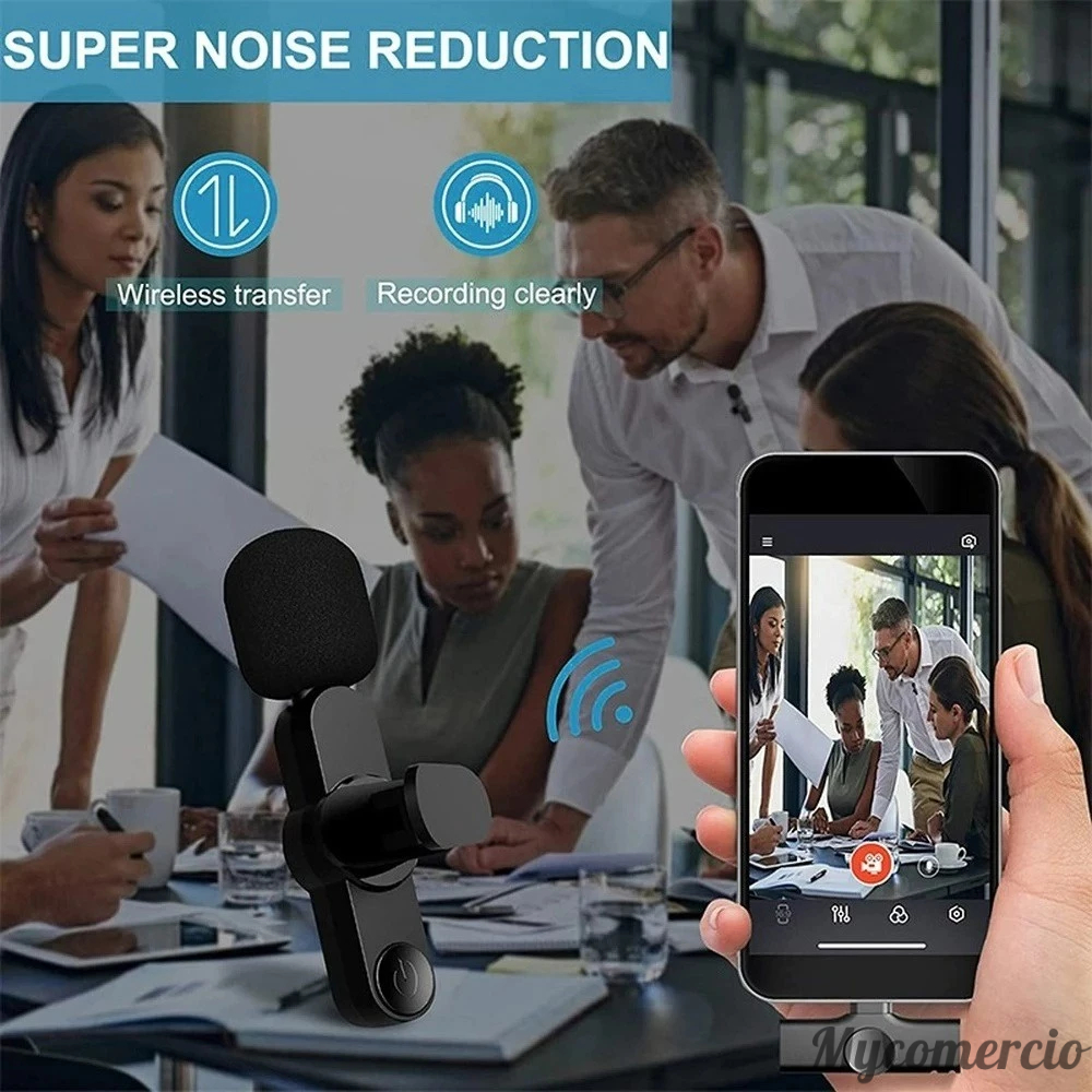 Microfone de Lapela Sem Fio Vlog Compatível Tipo C e iPhone