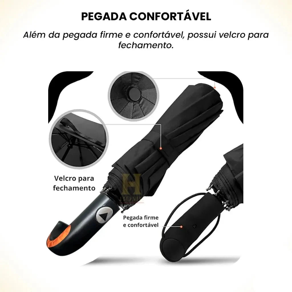 Guarda Chuva Automático Grande Reforçado Contra Vento Impermeável 102 cm De Diâmetro Linha Premium