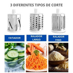 Fatiador e Ralador 3 em 1 com 3 Lâminas Inox para Legumes, Frutas e Queijos