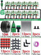 Kit de Irrigação por Gotejamento Automático com Bicos para Lavoura, Bonsai, Plantas, Flores, Vegetais e Estufas